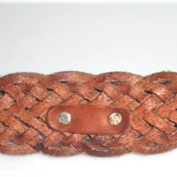 ST5 Leather BELT Big BUCKLE Weaved Leather 40" Braided Leather Handmade - Picture 2 of 9